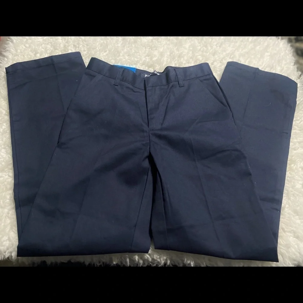 NWT French Toast Big Boys' Flat Front with Adjacent Waist, Navy, 14